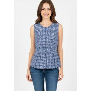 BANANA REPUBLIC factory blue geometrical pattern top blouse shirt button